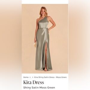 Sage Green One Shoulder Asymmetrical Slit Gown